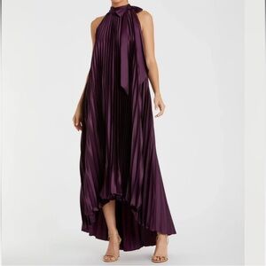 MAC DUGGAL NEW Pleated Halter Neck High Low Gown Size 18